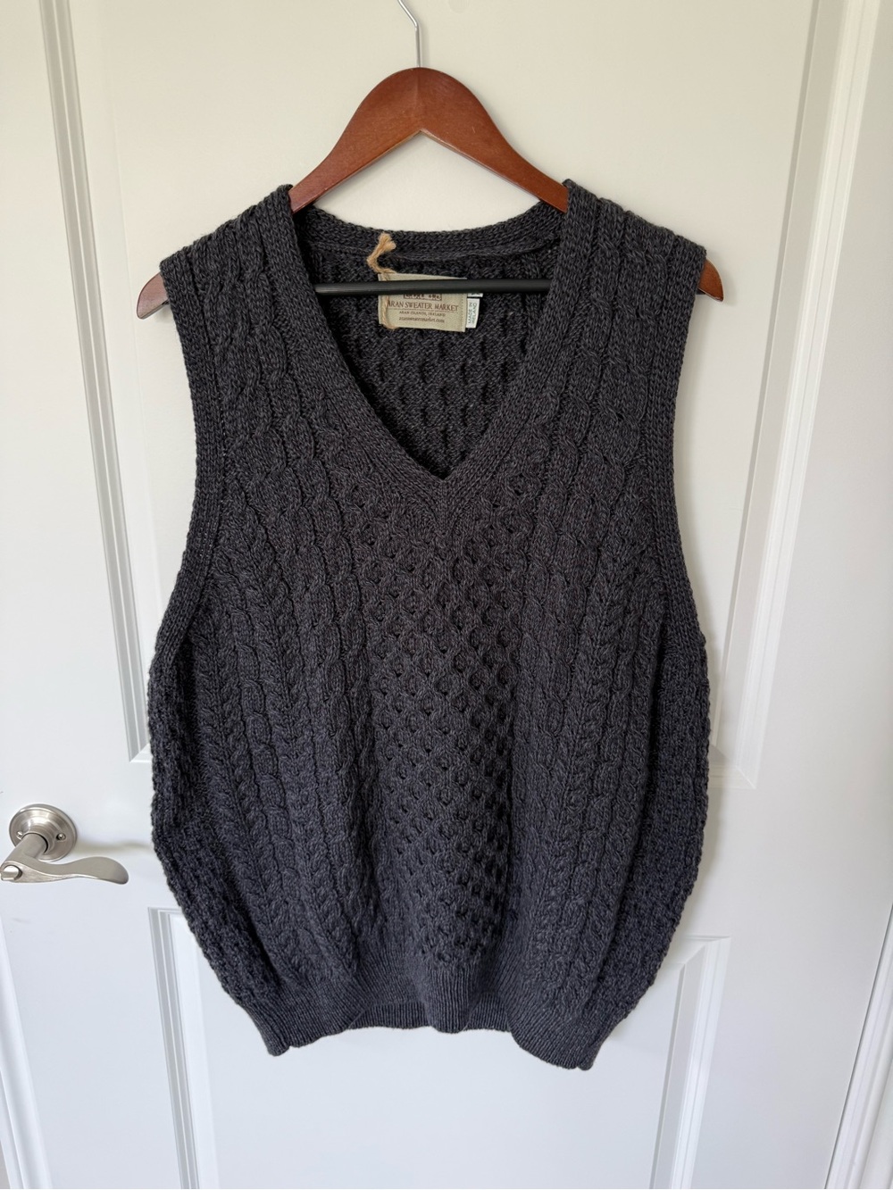Aran Sweater Market Merino Wool Fisherman Vest Size XXL